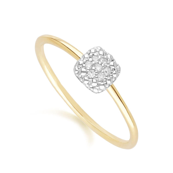 Gemondo Diamond Pave Square Ring 9ct Yellow Gold