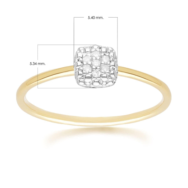 Gemondo Diamond Pave Square Ring 9ct Yellow Gold