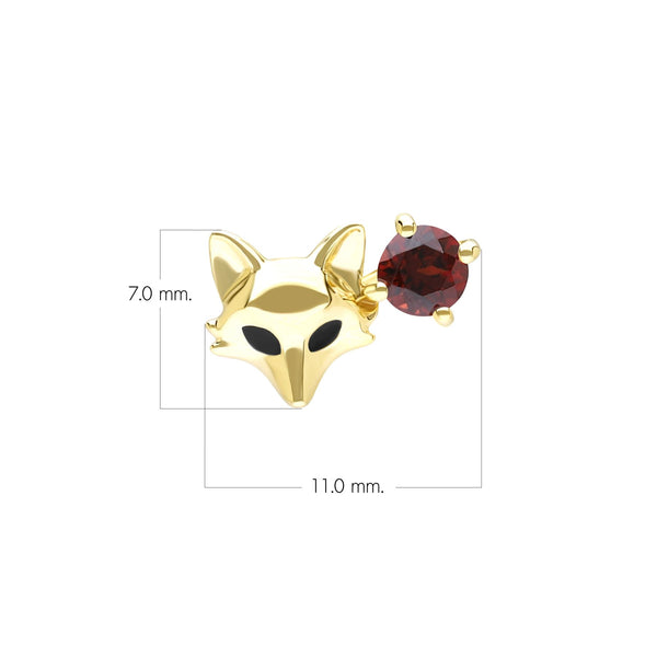 Gemondo Gardenia Garnet Fox Pin In 9ct Yellow Gold