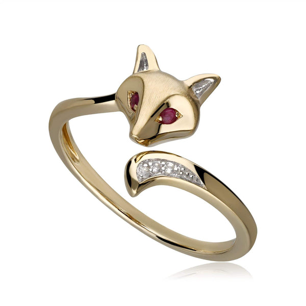 gemondo Gardenia Ruby Fox Ring In 9ct Yellow Gold