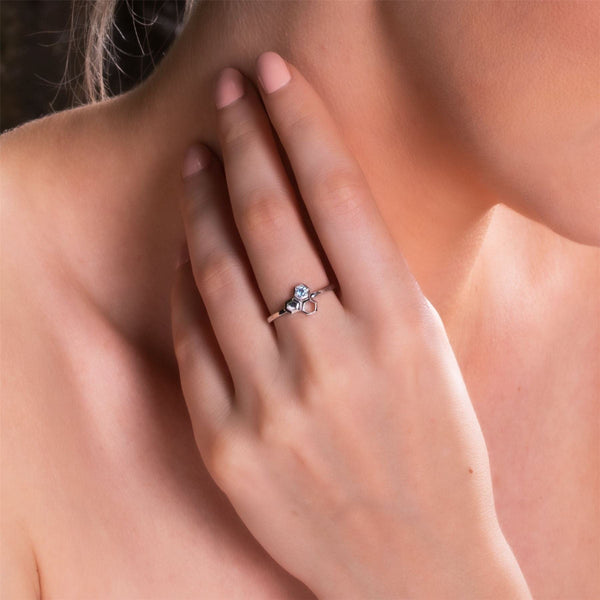 Gemondo Gemondo Honeycomb Inspired Blue Topaz Ring In 925 Sterling Silver