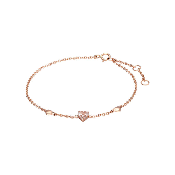 gemondo Morganite Heart Bracelet in 9ct Rose Gold