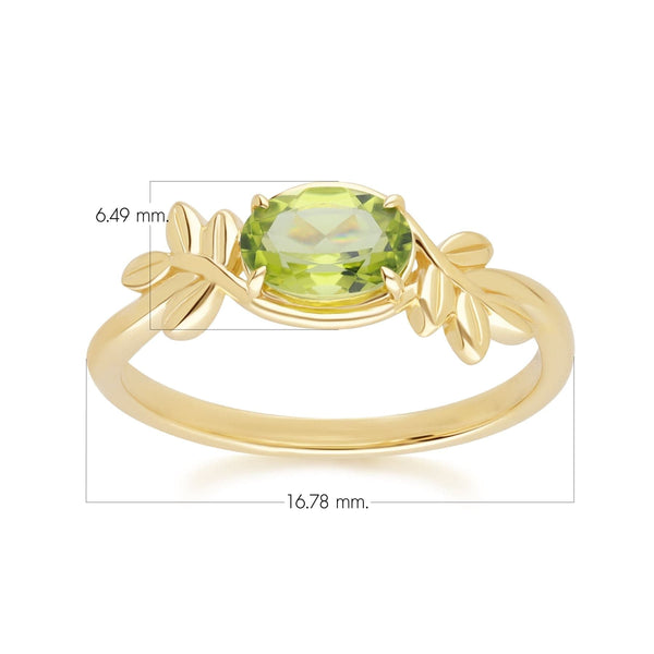 Gemondo O Leaf Peridot Ring In 9ct Yellow Gold