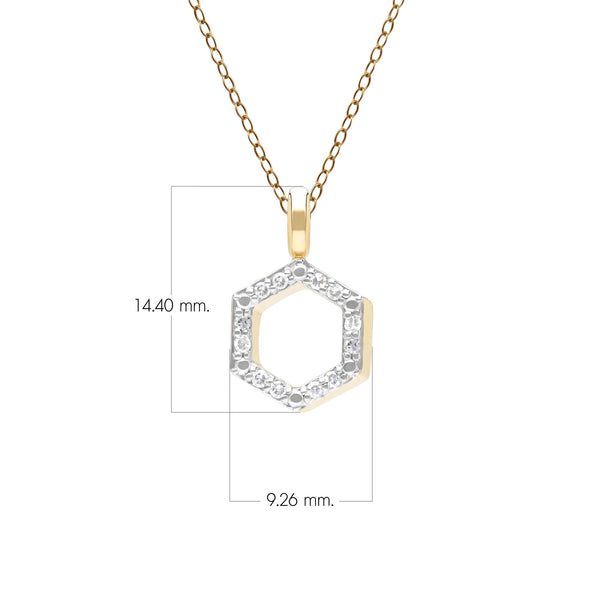 Gemondo Geometric Hex Diamond Pendant Necklace In 9ct Yellow Gold