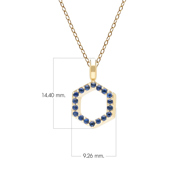 Gemondo Geometric Hex Sapphire Pendant Necklace In 9ct Yellow Gold