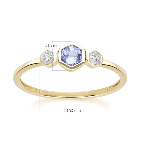 Gemondo Geometric Round Tanzanite And Sapphire Ring In 9ct Yellow Gold