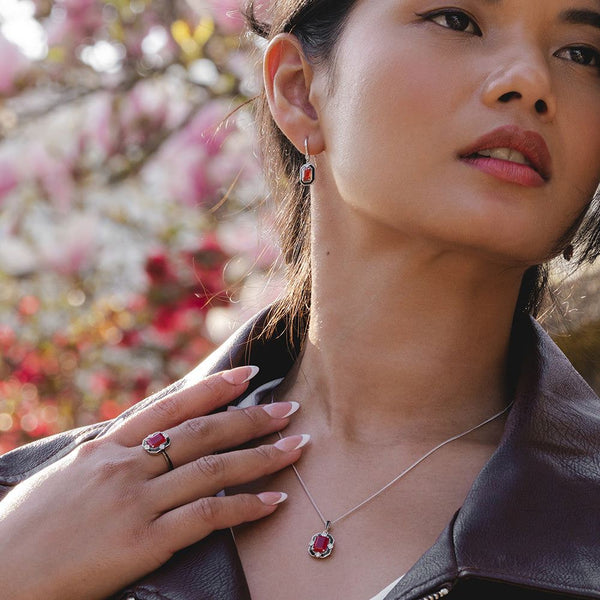 Gemondo Grand Deco Black Enamel Carnelian & Topaz Drop Earrings In Sterling Silver