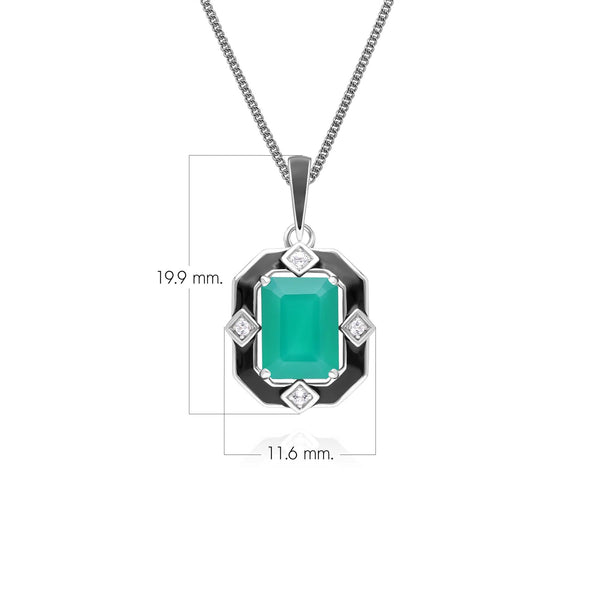 Gemondo Grand Deco Black Enamel Chalcedony & Topaz Pendant Necklace In Sterling Silver