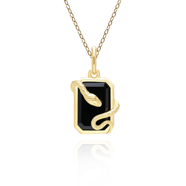 gemondo Grand Deco Black Onyx Snake Wrap Pendant in Gold vermeil
