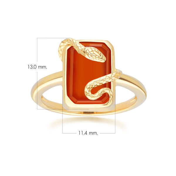 Gemondo Grand Deco Carnelian Snake Wrap Ring In Gold Plated Sterling Silver