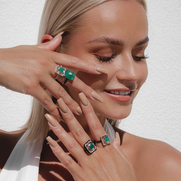 Gemondo Grand Deco Chalcedony & Rock Crystal Statement Ring In Sterling Silver