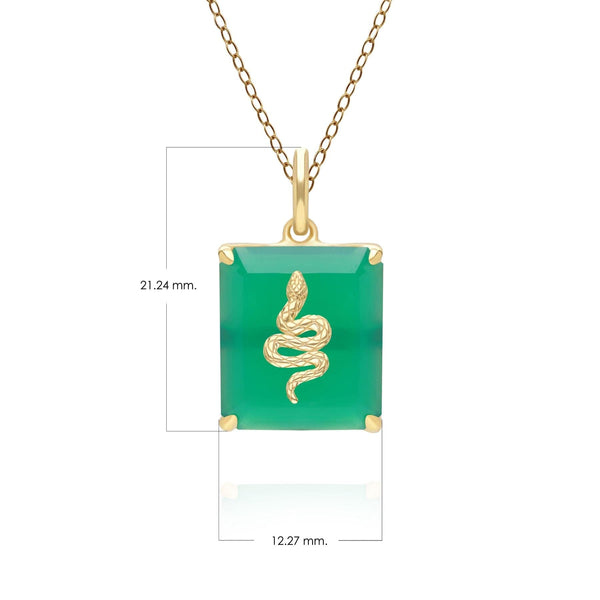 Gemondo Grand Deco Green Chalcedony Snake Pendant In Gold Plated Sterling Silver