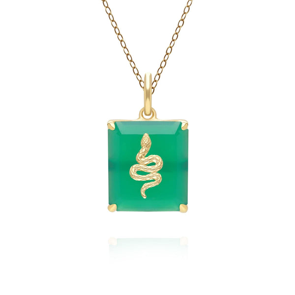 gemondo Grand Deco Green Chalcedony Snake Pendant in Gold Plated Sterling Silver