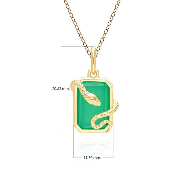 Gemondo Grand Deco Green Chalcedony Snake Wrap Pendant In Gold Plated Sterling Silver