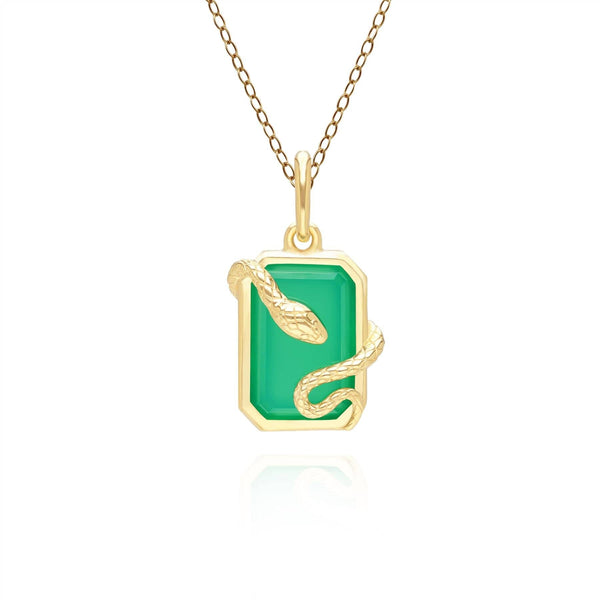 gemondo Grand Deco Green Chalcedony Snake Wrap Pendant in Gold Plated Sterling Silver