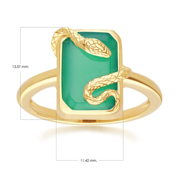 Gemondo Grand Deco Green Chalcedony Snake Wrap Ring In Gold Plated Sterling Silver