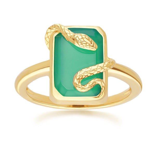 gemondo Grand Deco Green Chalcedony Snake Wrap Ring in Gold Plated Sterling Silver