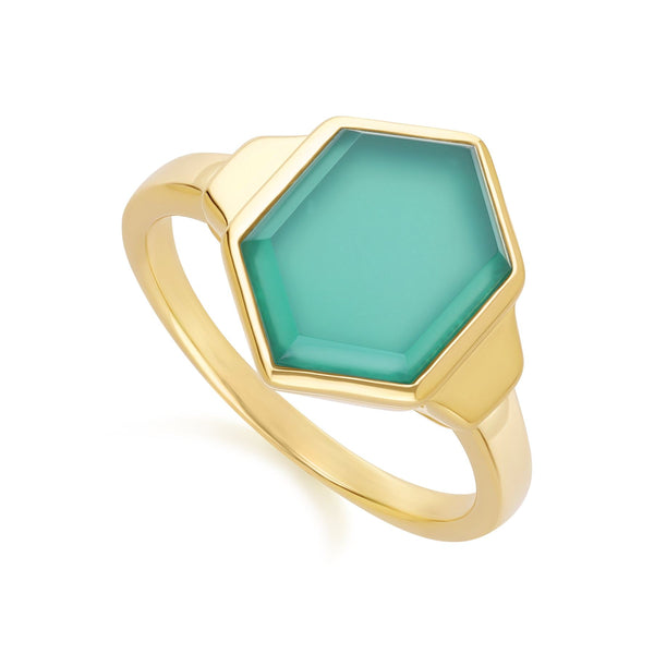 Gemondo Grand Deco Hexagon Chalcedony Ring In Gold Vermeil