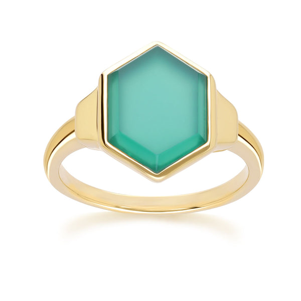 gemondo Grand Deco Hexagon Chalcedony Ring in Gold Vermeil