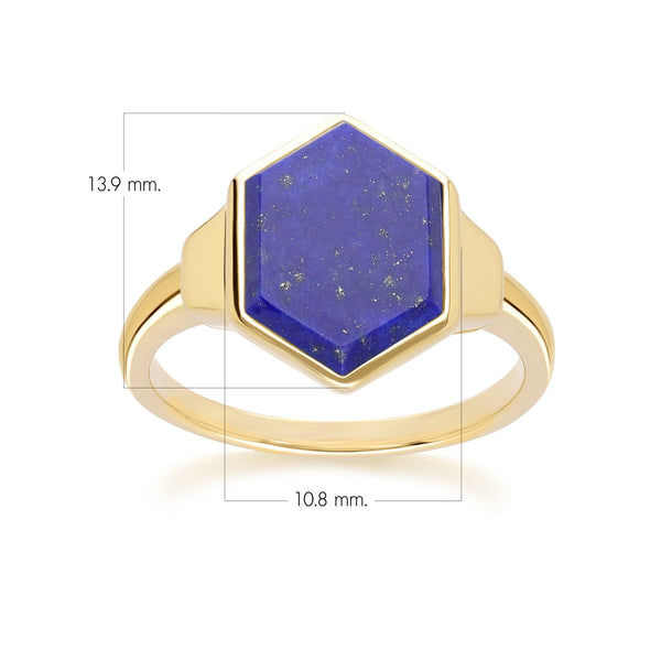 Gemondo Grand Deco Hexagon Lapis Lazuli Ring In Gold Vermeil