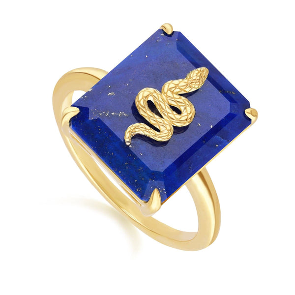 Gemondo Grand Deco Lapis Lazuli Snake Ring In Gold Plated Sterling Silver