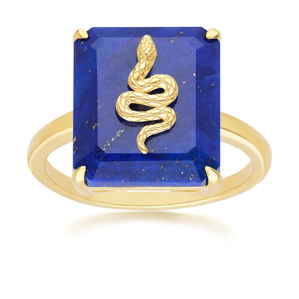 gemondo Grand Deco Lapis Lazuli Snake Ring in Gold Plated Sterling Silver
