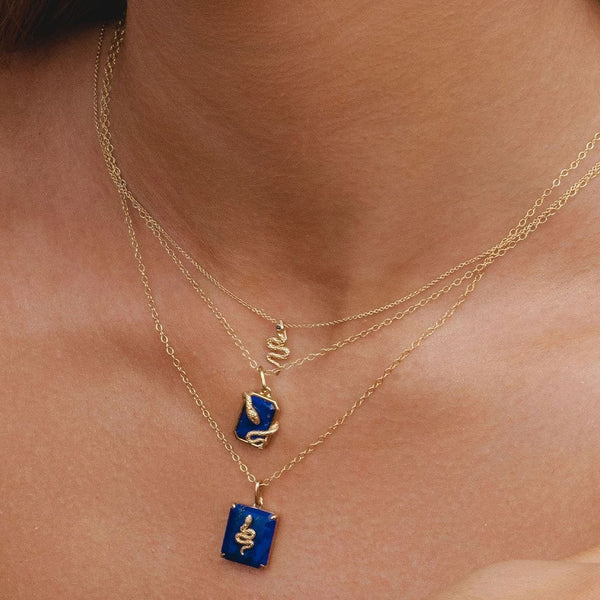 Gemondo Grand Deco Lapis Lazuli Snake Wrap Pendant In Gold Plated Sterling Silver