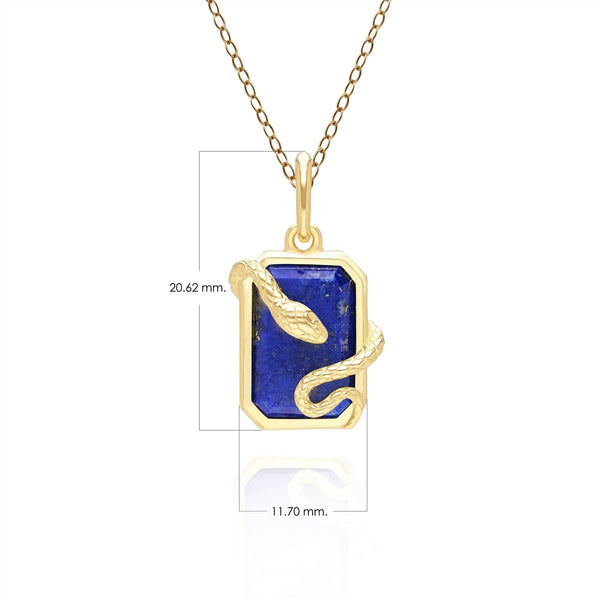 Gemondo Grand Deco Lapis Lazuli Snake Wrap Pendant In Gold Plated Sterling Silver