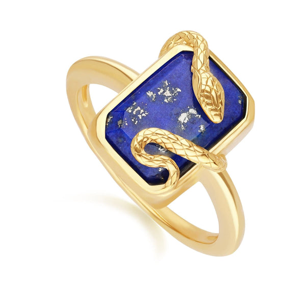 Gemondo Grand Deco Lapis Lazuli Snake Wrap Ring In Gold Plated Sterling Silver