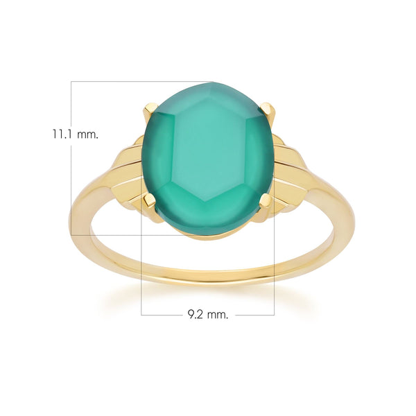 Gemondo Grand Deco Oval Chalcedony Ring In Gold Vermeil