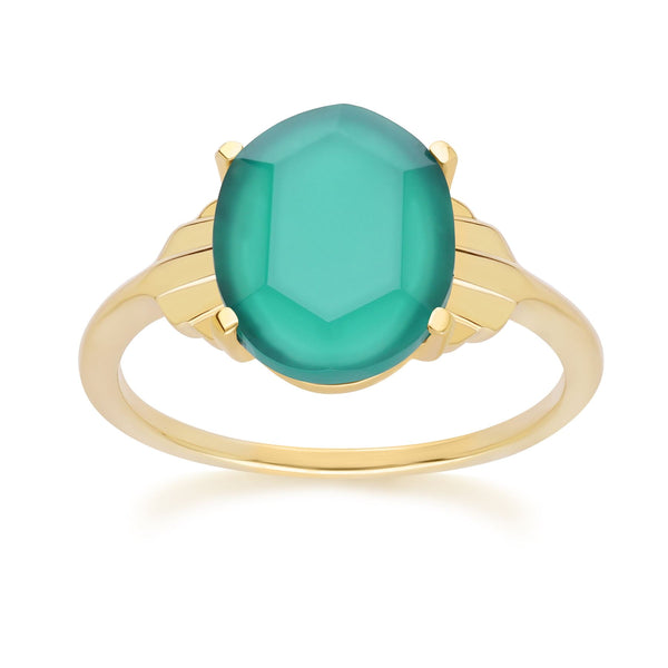 gemondo Grand Deco Oval Chalcedony Ring in Gold Vermeil