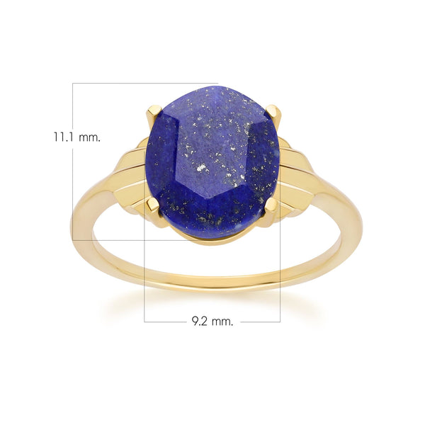 Gemondo Grand Deco Oval Lapiz Lazuli Ring In Gold Vermeil
