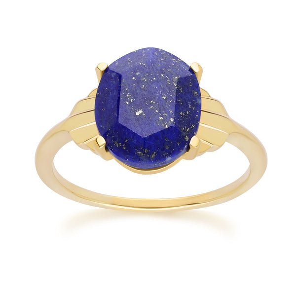 gemondo Grand Deco Oval Lapiz Lazuli Ring in Gold Vermeil
