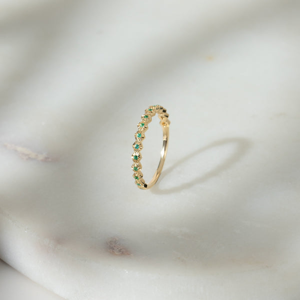 Gemondo Half Eternity Emerald Band Ring In 9ct Yellow Gold