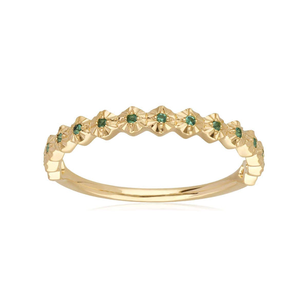 Gemondo Half Eternity Emerald Band Ring In 9ct Yellow Gold