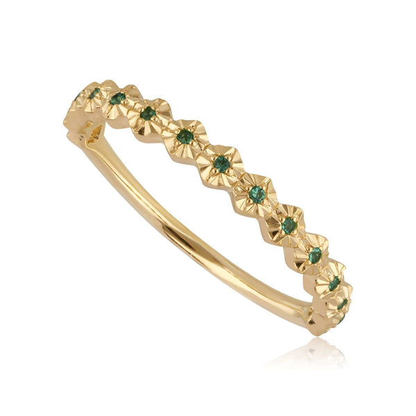 gemondo Half Eternity Emerald Band Ring In 9ct Yellow Gold