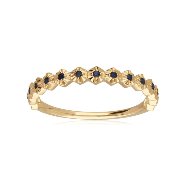 Gemondo Half Eternity Sapphire Band Ring In 9ct Yellow Gold