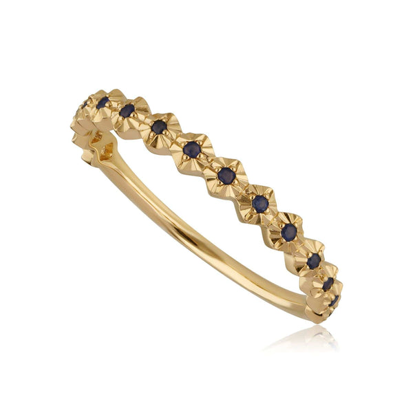 gemondo Half Eternity Sapphire Band Ring In 9ct Yellow Gold