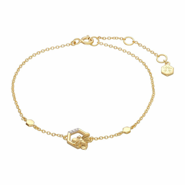 gemondo Honeycomb Inspired Bee Bracelet in 9ct Yellow Gold