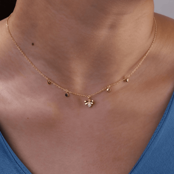 Gemondo Honeycomb Inspired Bee Choker Necklace In 9ct Yellow Gold