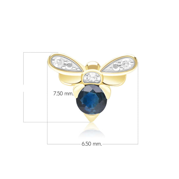 Gemondo Honeycomb Inspired Blue Sapphire And Diamond Bee Pin In 9ct Yellow Gold