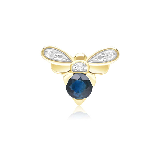 gemondo Honeycomb Inspired Blue Sapphire and Diamond Bee Pin in 9ct Yellow Gold