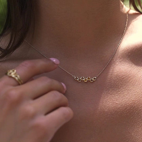 Gemondo Honeycomb Inspired Citrine Stack Ring In 9ct Yellow Gold