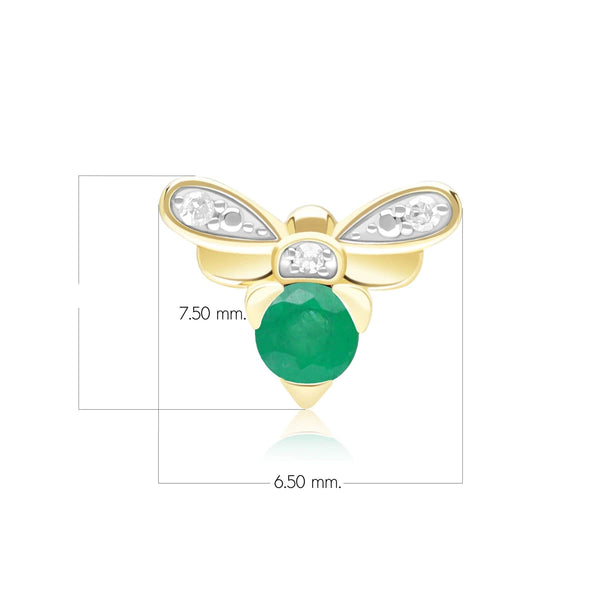 Gemondo Honeycomb Inspired Emerald And Diamond Bee Pin In 9ct Yellow Gold