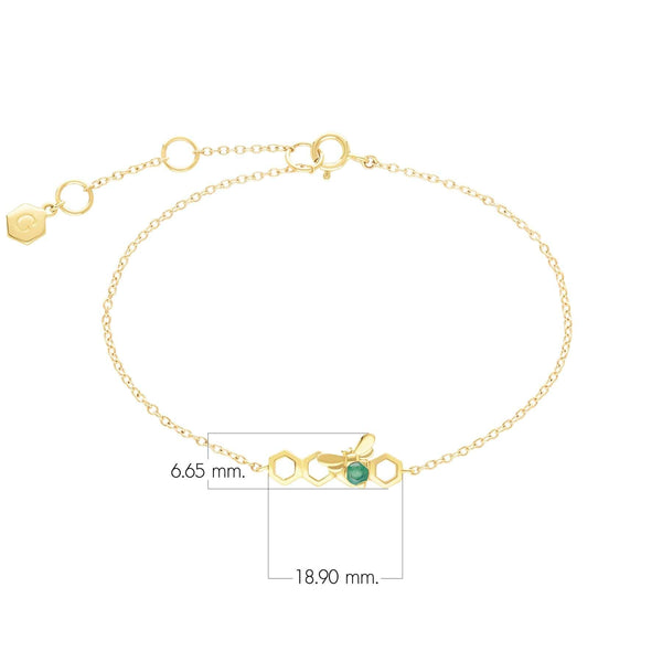 Gemondo Honeycomb Inspired Emerald Link Bracelet In 9ct Yellow Gold