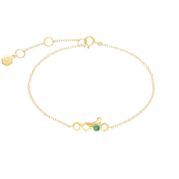 gemondo Honeycomb Inspired Emerald Link Bracelet in 9ct Yellow Gold