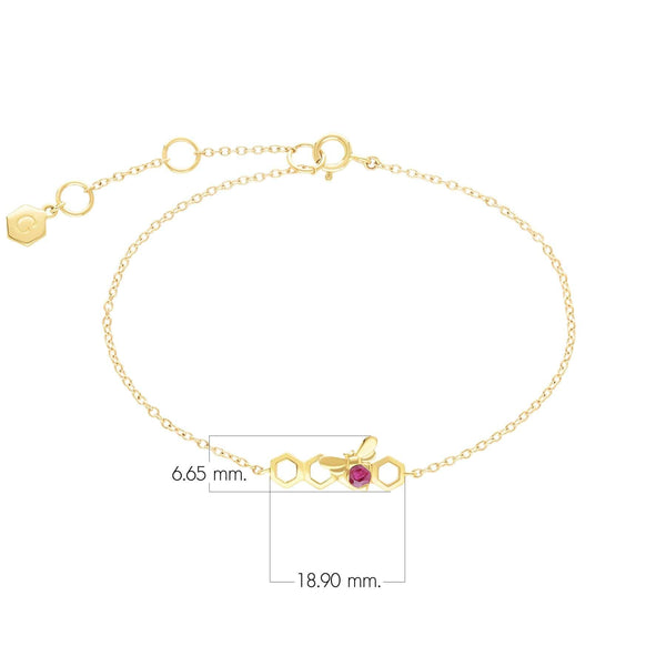 Gemondo Honeycomb Inspired Ruby Link Bracelet In 9ct Yellow Gold