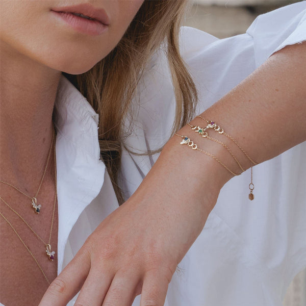 Gemondo Honeycomb Inspired Sapphire Link Bracelet In 9ct Yellow Gold