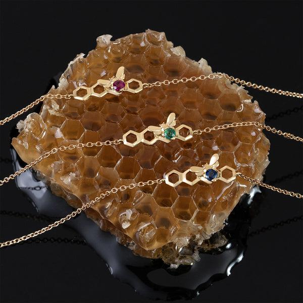 Gemondo Honeycomb Inspired Sapphire Link Bracelet In 9ct Yellow Gold