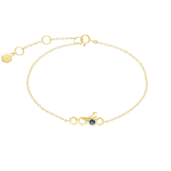 gemondo Honeycomb Inspired Sapphire Link Bracelet in 9ct Yellow Gold